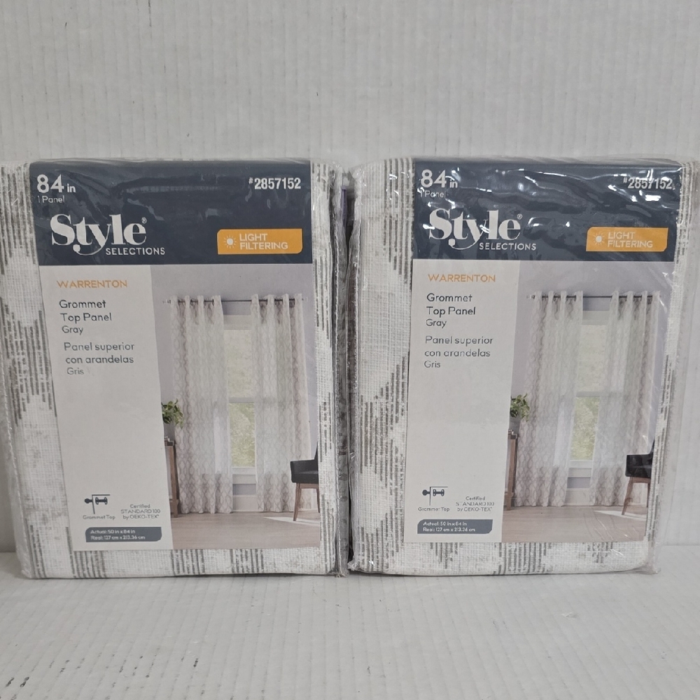 NIP 1 Pair of Style Solutions 84 Inch Grommet Top Panel Curtains